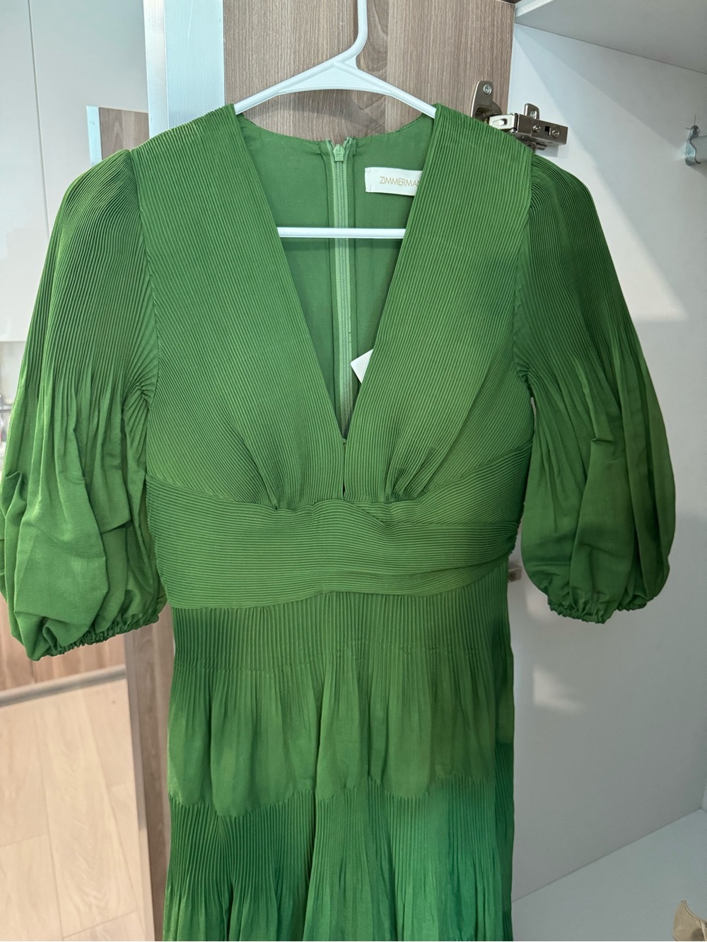 Green Puff-Sleeve Tiered Midi Dress ZIMMERMANN Tiered plissé-organza midi dress - Picture 6 of 7